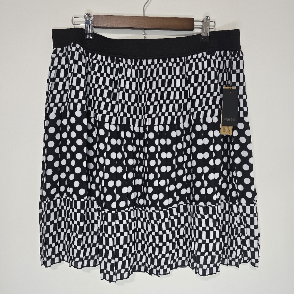 Polka Dot Black White Ruffled Coquette Ruffled Lined Workwear Casual Chic XL NWT